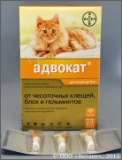 Адвокат для кошек до 4 кг, кп,3 пипетки по 0,4 мл. - цена за 1 пипетку 