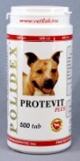 Полидекс Протевит плюс (Polidex Protevit plus), банка 500 таб. Стимулирует рост мышечной массы собаки, активизирует выработку ферментов, участвующих в обмене веществ, укрепляет иммунитет, сокращает фазу отдыха после нагрузок Рекомендуется добавлять в ежедневный рацион растущим щенкам, собакам в период выставок, соревнований для улучшения кондиции.