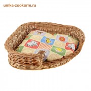 Лежанка из натуральной лозы (угловая) с подушкой - 75 х 58 х 16 см 