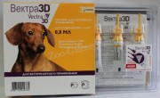 Вектра 3D капли инсектоакарицидные для собак весом 1,5–4 кг, уп. 3 пипетки