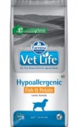 Farmina Vet Life Hypoallergenic Fish & Potato Диета для собак при пищевой аллергии и непереносимости, Рыба с Картофелем