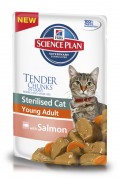 Hill `s Science Plan Feline Sterilused with Salmon для СТЕРИЛИЗ./КАСТРИР. кошек/котов Лосось 85 г (паучи) страна - Лихтенштейн
