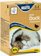 BOZITA MINI КУСОЧКИ В СОУСЕ С МЯСОМ УТКИ для взрослых Кошек и Котят, 190Г