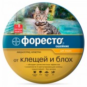 Форесто - Ошейник для кошек от клещей, блох и вшей, защита 8 месяцев 38см. (BAYER Германия)