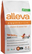 ALLEVA EQUILIBRIUM ALL DAY MAINTENANCE CHICKEN & OCEAN FISH ADULT ALL BREEDS Полнорационный корм для взрослых собак всех пород. Курица с рыбой - с чувствительным пищеварением (Италия)